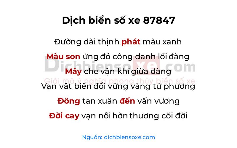 Dịch thơ biển số 87847