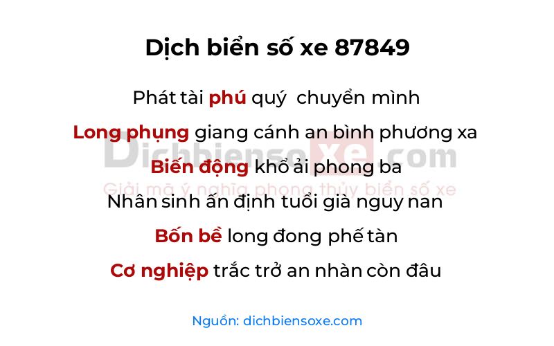 Dịch thơ biển số 87849