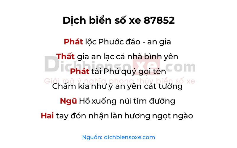 Dịch thơ biển số 87852