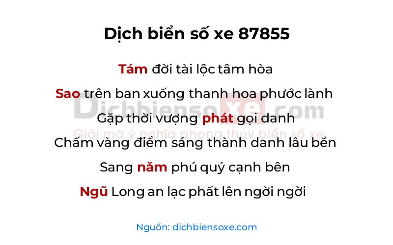 Dịch thơ biển số 87855