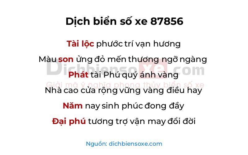 Dịch thơ biển số 87856