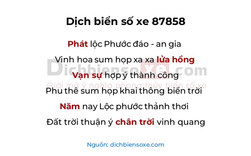 Dịch thơ biển số 87858