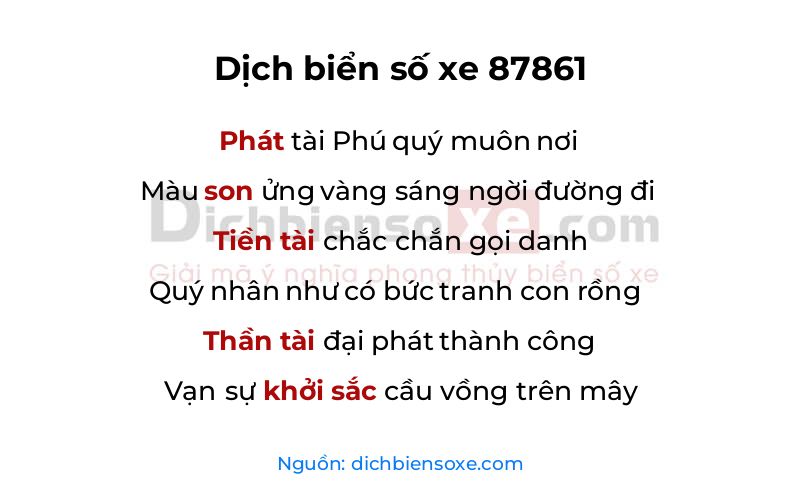 Dịch thơ biển số 87861