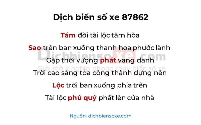 Dịch thơ biển số 87862