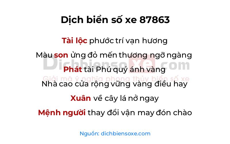 Dịch thơ biển số 87863