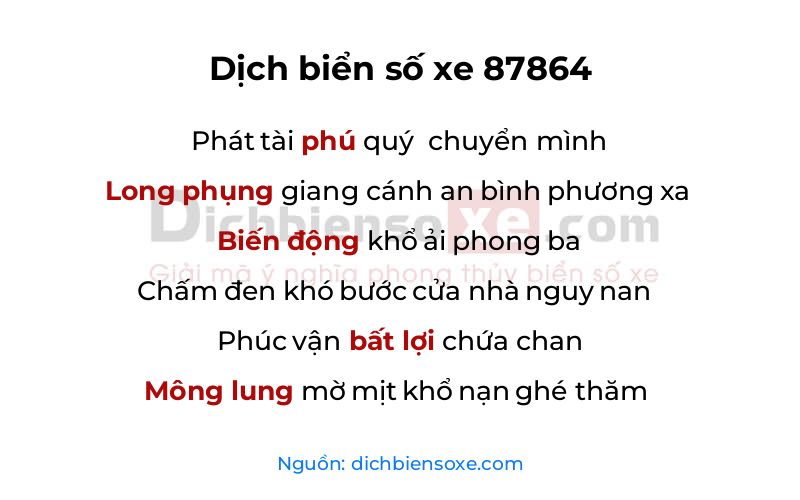 Dịch thơ biển số 87864