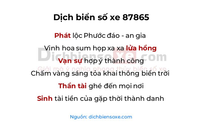Dịch thơ biển số 87865
