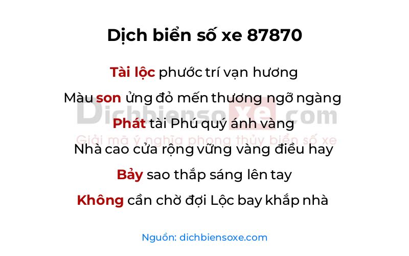 Dịch thơ biển số 87870