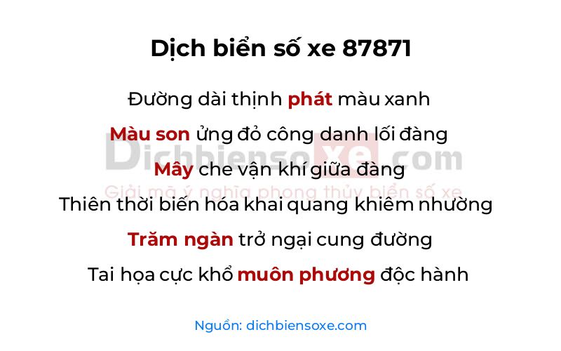 Dịch thơ biển số 87871