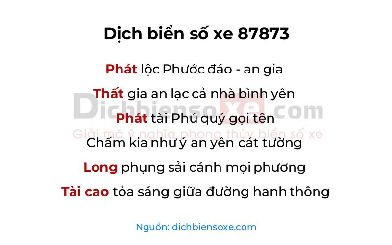 Dịch thơ biển số 87873