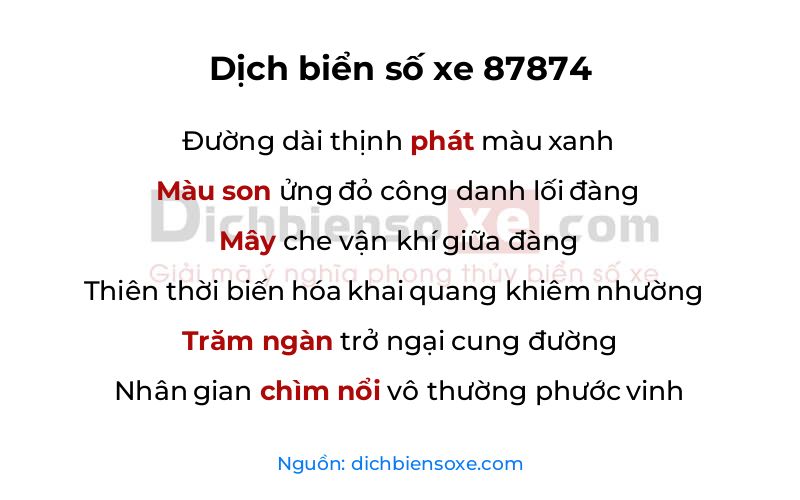 Dịch thơ biển số 87874