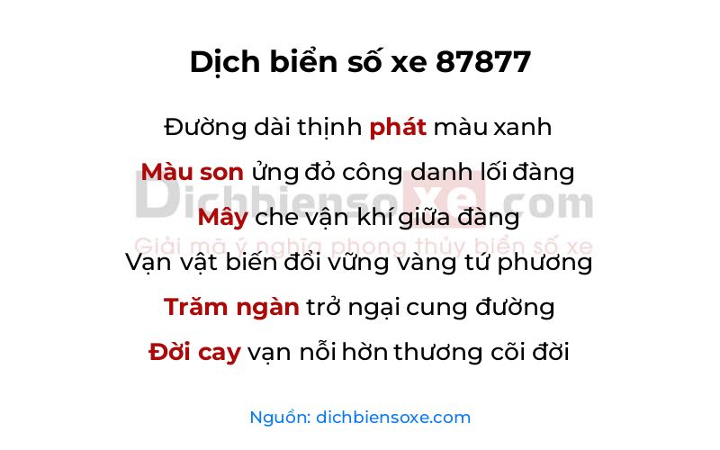 Dịch thơ biển số 87877