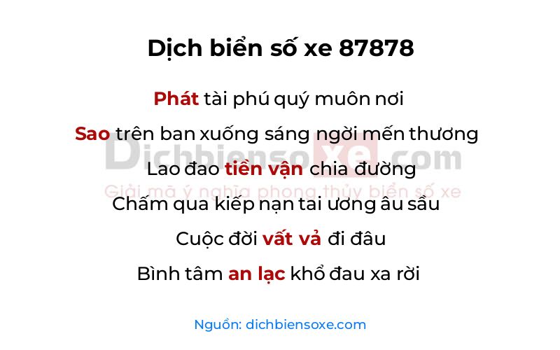 Dịch thơ biển số 87878