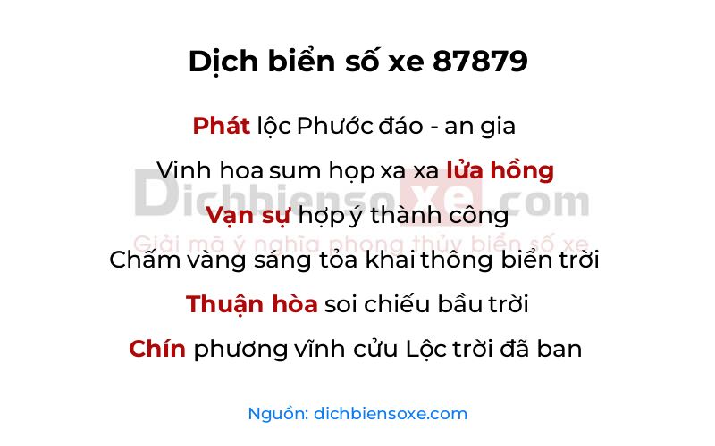 Dịch thơ biển số 87879