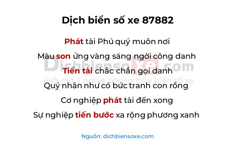Dịch thơ biển số 87882