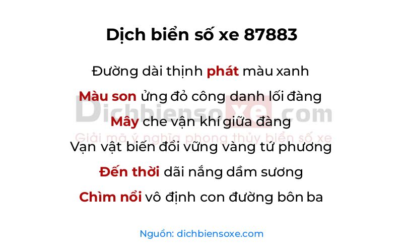 Dịch thơ biển số 87883