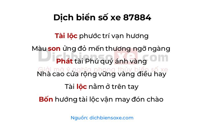 Dịch thơ biển số 87884