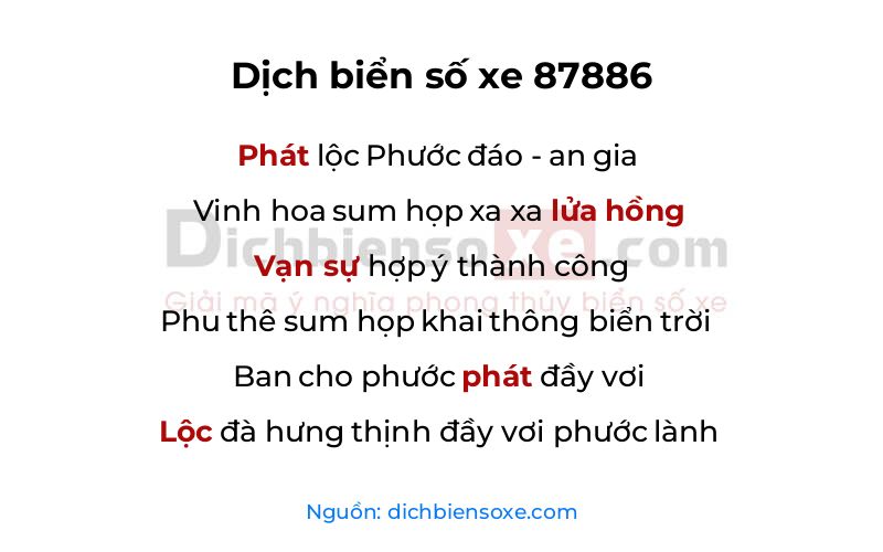Dịch thơ biển số 87886