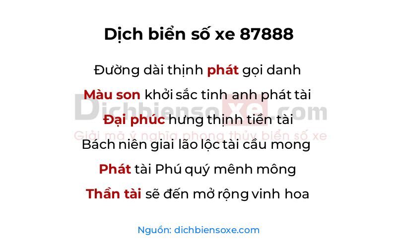 Dịch thơ biển số 87888