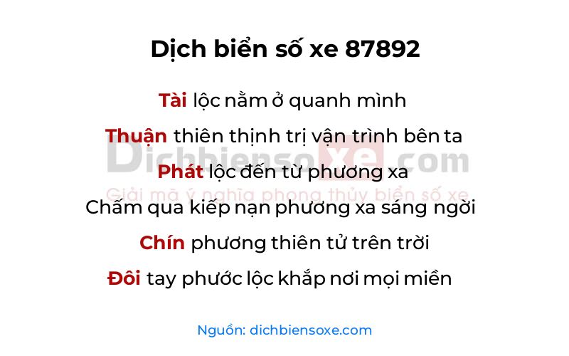 Dịch thơ biển số 87892