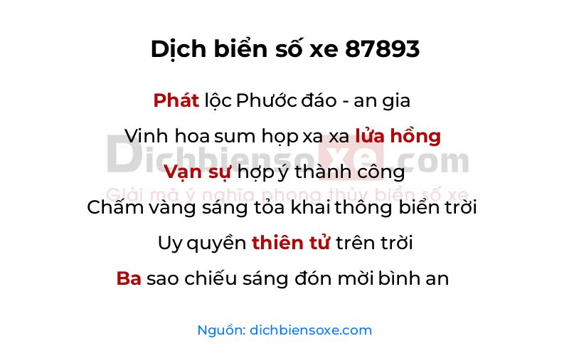 Dịch thơ biển số 87893