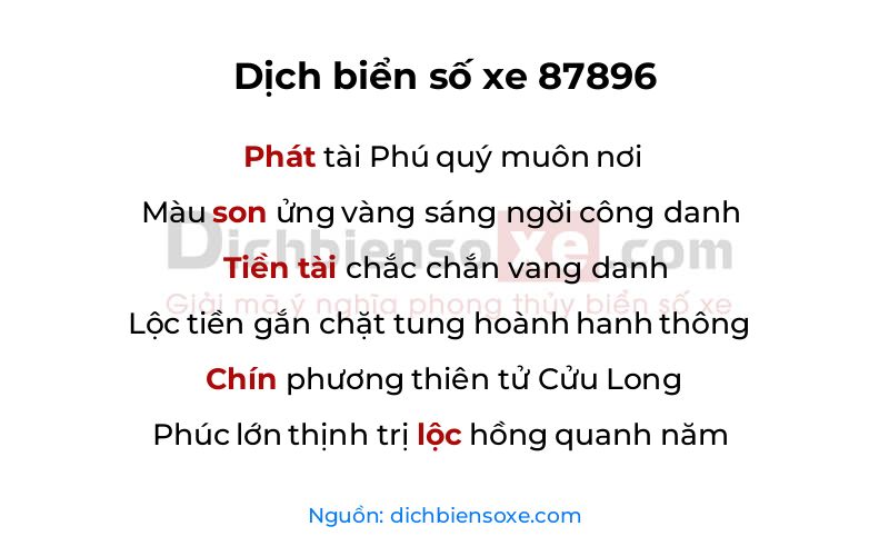Dịch thơ biển số 87896