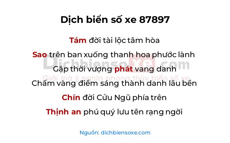 Dịch thơ biển số 87897