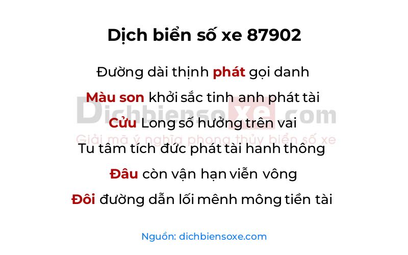 Dịch thơ biển số 87902
