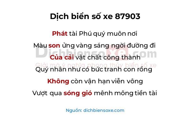 Dịch thơ biển số 87903