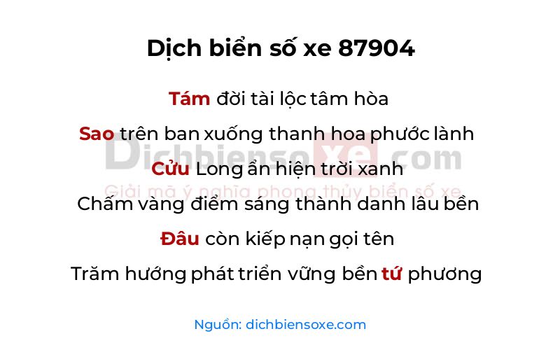 Dịch thơ biển số 87904
