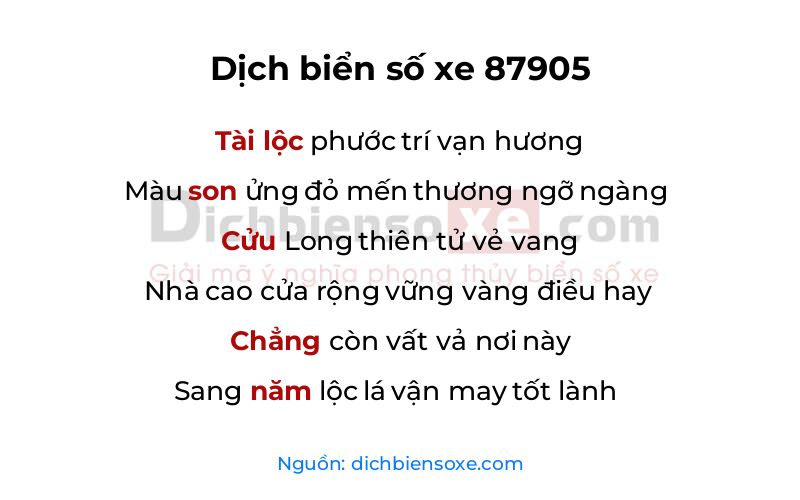Dịch thơ biển số 87905