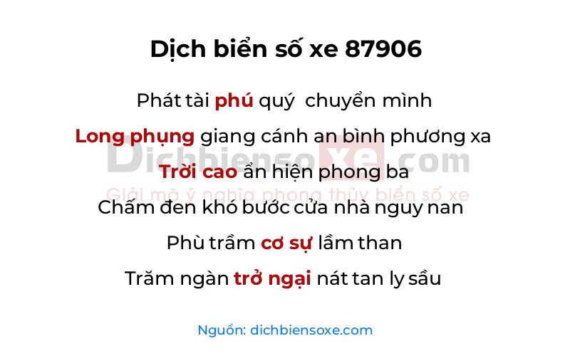 Dịch thơ biển số 87906