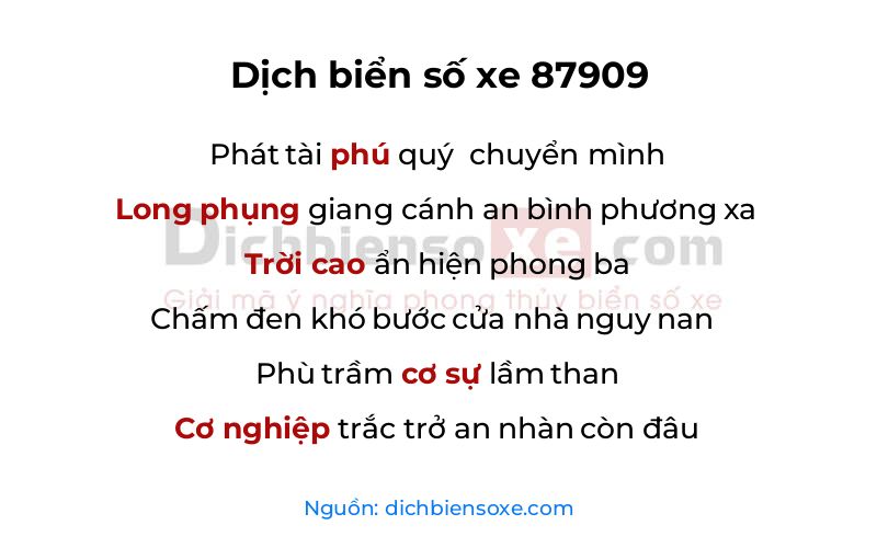 Dịch thơ biển số 87909