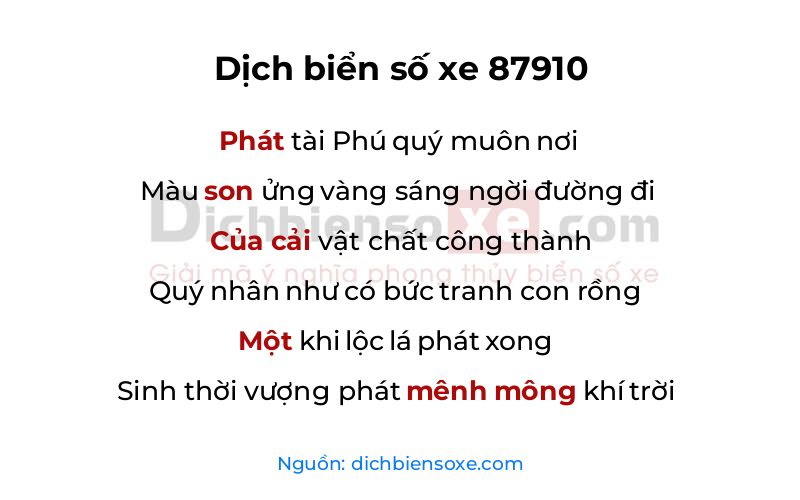 Dịch thơ biển số 87910
