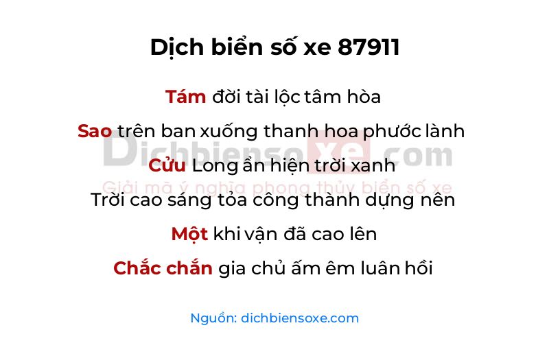 Dịch thơ biển số 87911
