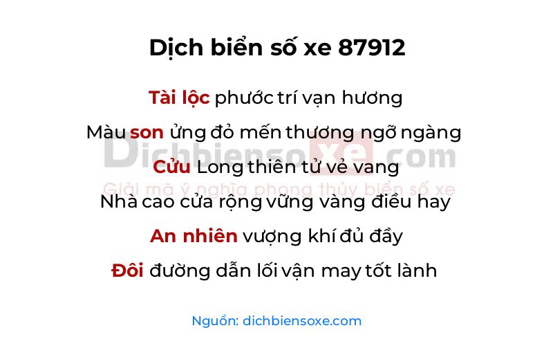 Dịch thơ biển số 87912