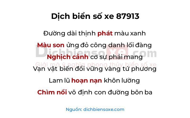 Dịch thơ biển số 87913