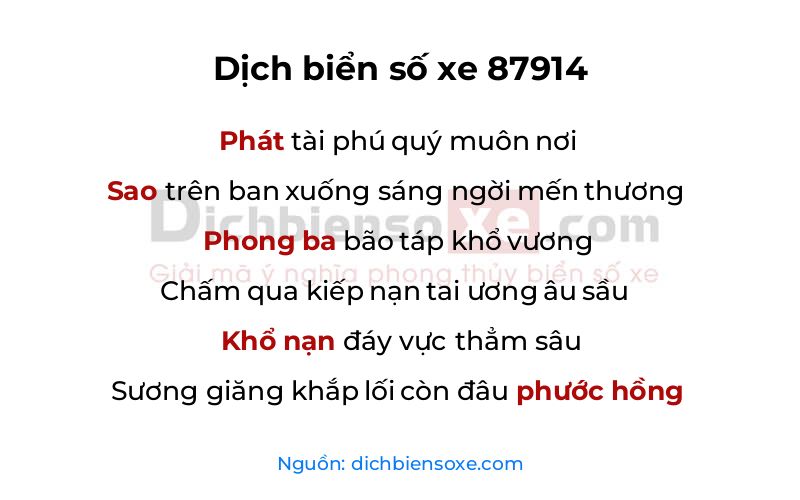 Dịch thơ biển số 87914