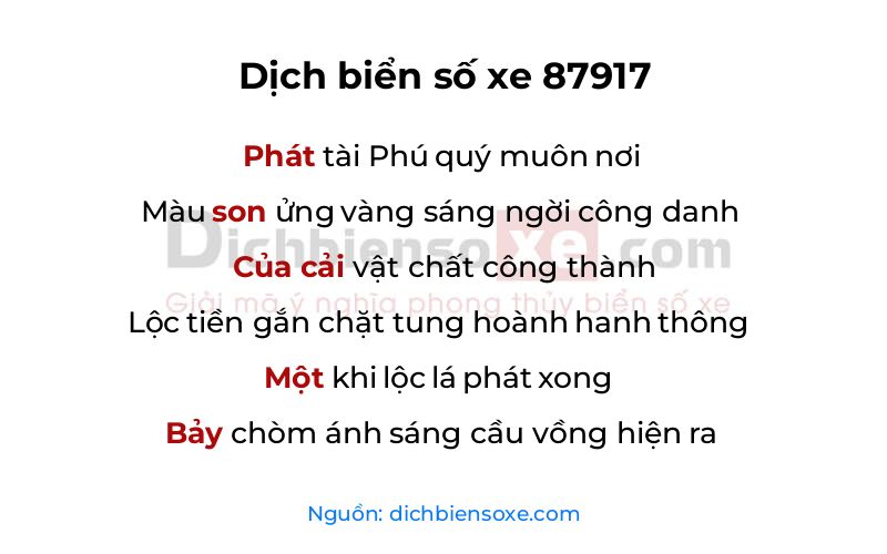 Dịch thơ biển số 87917