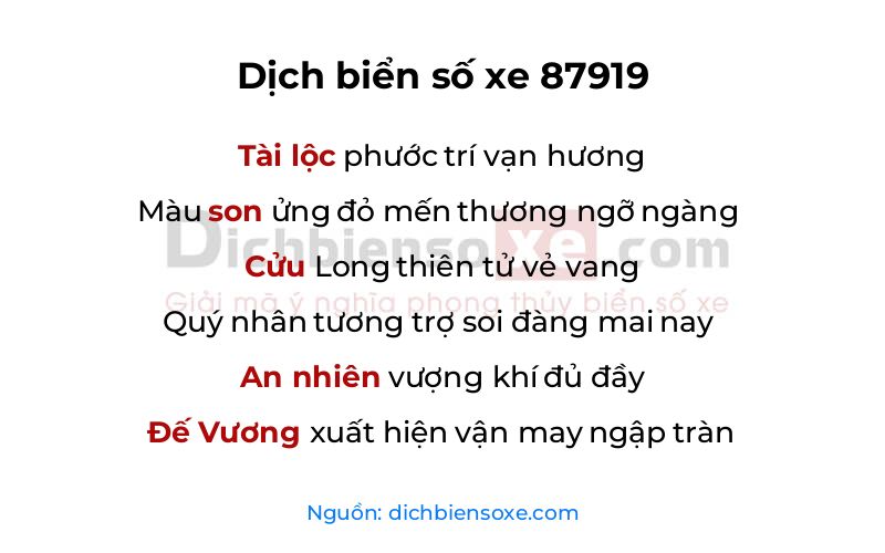 Dịch thơ biển số 87919