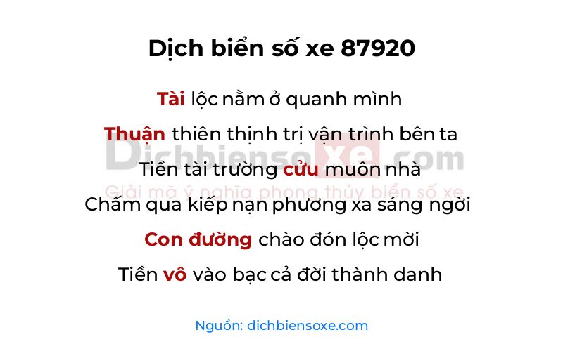 Dịch thơ biển số 87920