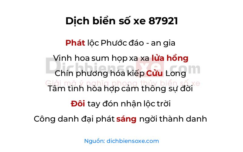 Dịch thơ biển số 87921