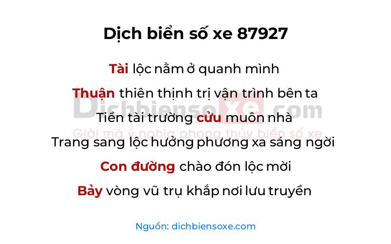 Dịch thơ biển số 87927