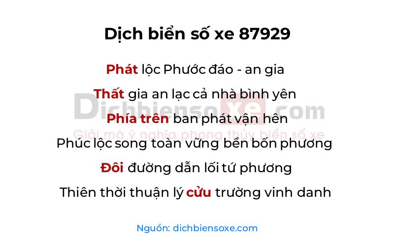 Dịch thơ biển số 87929