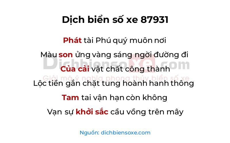 Dịch thơ biển số 87931