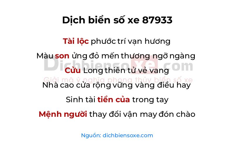Dịch thơ biển số 87933
