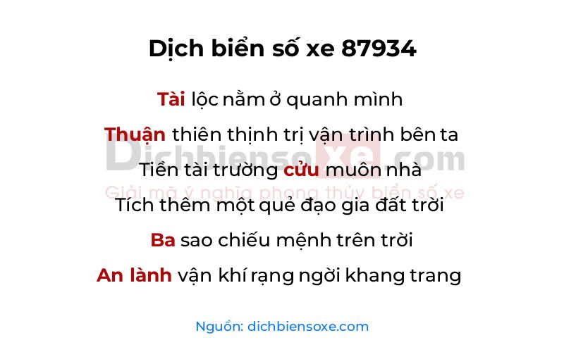 Dịch thơ biển số 87934