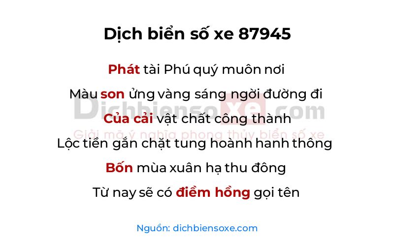 Dịch thơ biển số 87945
