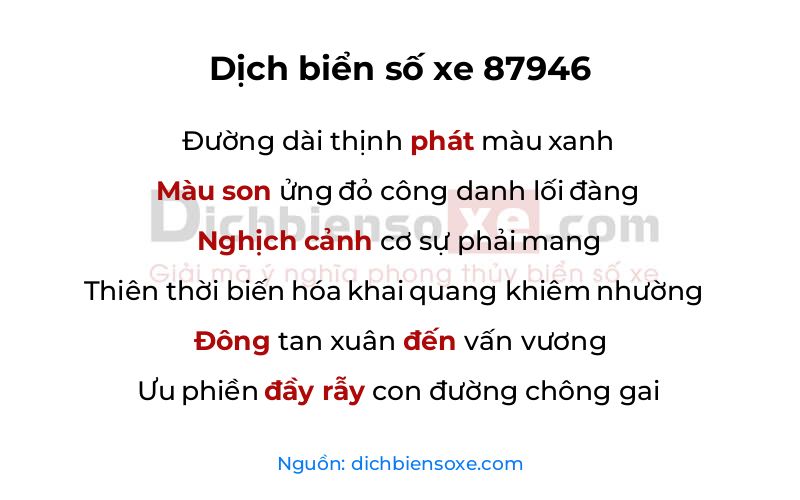 Dịch thơ biển số 87946