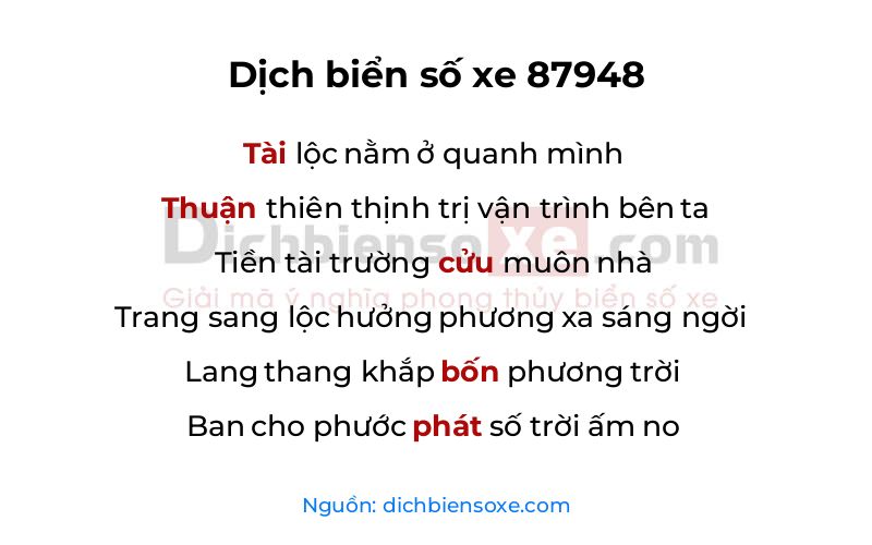 Dịch thơ biển số 87948